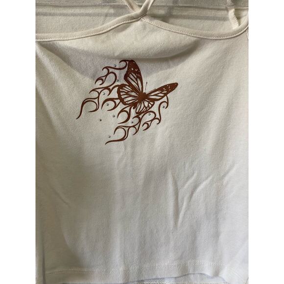 Urban Outfitters Cropped Butterfly Top Y2K Retro Boho Large - Picture 3 of 8